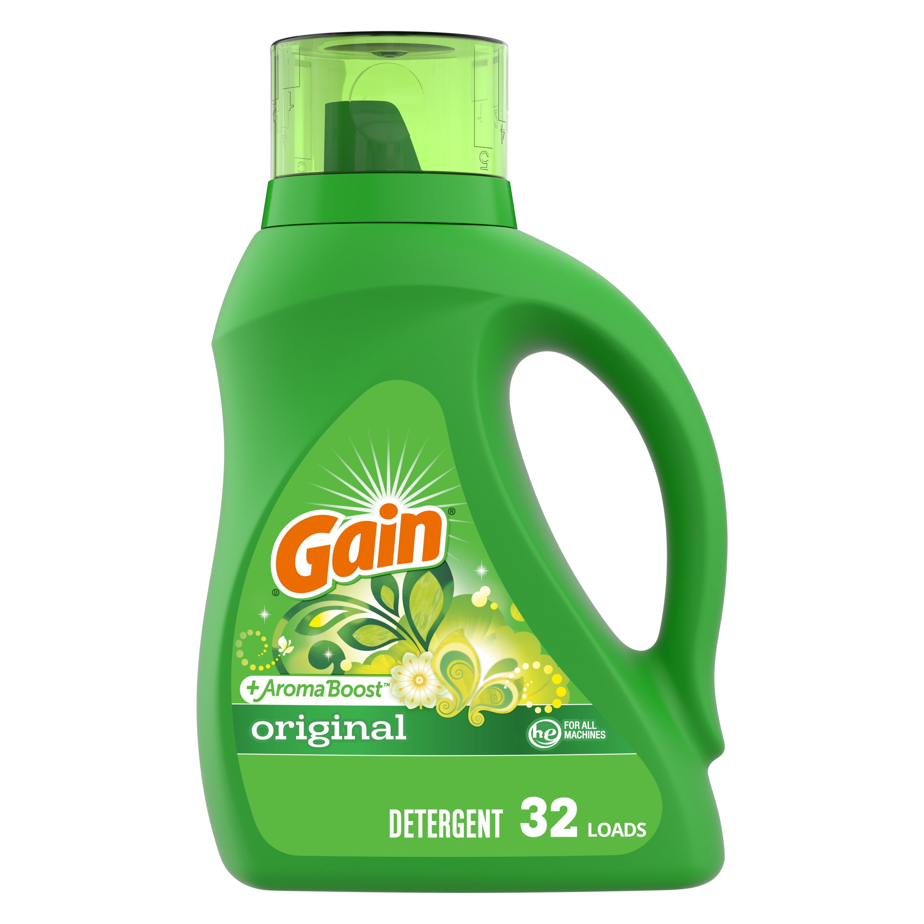 Gain + Aroma Boost Liquid Laundry Detergent, Original Scent, 32 Loads, 46 fl oz, HE Compatible