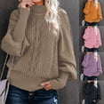thumbnail image 2 of Fengactive Women's Long Lantern Sleeve Turtleneck Sweater Knit Pullover Casual Chunky Sweaters Fall Loose Jumper Tops, 2 of 6