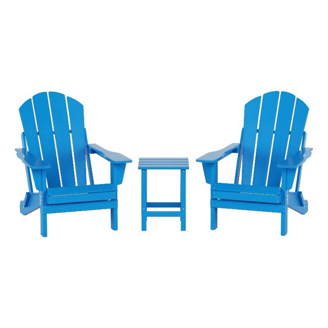 Paradise 3-Piece Set Classic Folding Adirondack Chair with Outdoor Side Table