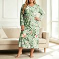 thumbnail image 2 of ZHYou Womens Plus Size Midi Dresses Floral Printed Long Sleeve Round Neck Loose Casual Nightgown Loungewear Sleep Dresses,Multicolor,Size XL, 2 of 7