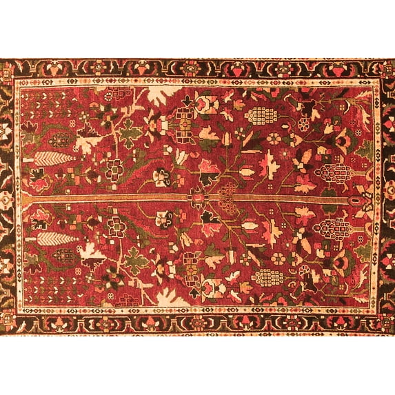 Ahgly Company Indoor Rectangle Animal Orange Traditional Area Rugs, 7' x 10'
