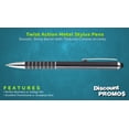 thumbnail image 2 of 10 Twist Action Metal Stylus Pens Pack - Two in One, Smooth, Black Ink - Black, 2 of 5