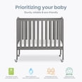 thumbnail image 2 of Dream On Me 2-in-1 Folding Portable Mini Crib in Storm Grey, Mattress Pad Included, Easy to Fold and Store Baby Crib, Two Adjustable Mattress Height positions Convertible Crib, 2 of 7