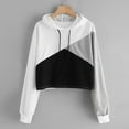 thumbnail image 5 of Women's Color Block Hoodies Long Sleeve Oversized Crop Hooded Sweatshirts Drawstring Loose Fashion Y2K Pullover Tops, 5 of 5