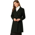 thumbnail image 1 of Abrigo Largo De Invierno Solapa Con Muesca Doble Botonadura Para Mujer Negro XL, 1 of 6