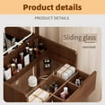 thumbnail image 3 of WARMMUSE 3 in 1 Vanity Desk, Modern Small Makeup Vanity Set with Flip Top Mirror, 3 Drawers, Stool and Glass Desktop for Bedroom, 18.9" W, Walnut, 3 of 9