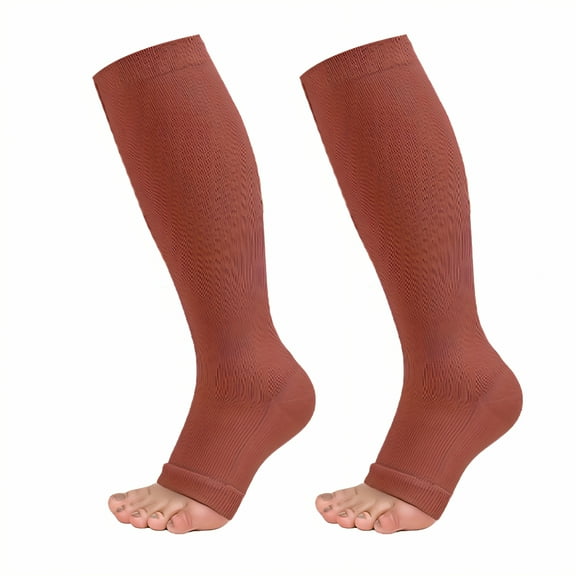 AUQ 2Pairs Compression Socks,Elastic Compression Compression Socks Men,Sports Support Compression Stockings for Women,Brown,S/M