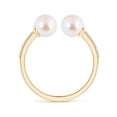 thumbnail image 2 of Angara Two Stone Japanese Akoya Cultured Pearl Open Stackable Ring in 14K Yellow Gold for Women | June Birthstone Jewelry for Her, 2 of 8