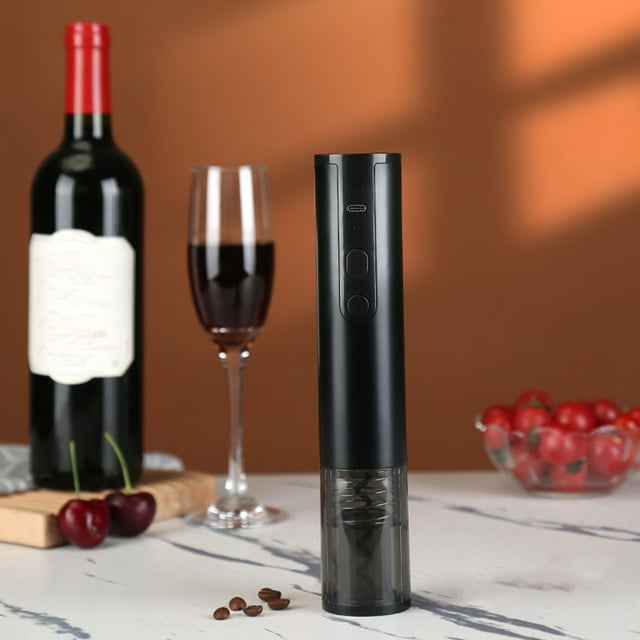 Black-Friday Rechargeable Electric Bottle Opener | Automatic Cork Ejection | Gray Plastic Design | 4.5x4.5x23 cm