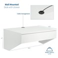 White Wall Mounted Desk with 28 inch Surface and Pull Out Drawer
