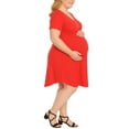thumbnail image 2 of White Mark Maternity V-Neck Folded Sleeves Knee-Length Dress with Pockets, Women's, S-3X, 2 of 5