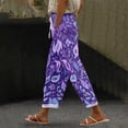 thumbnail image 2 of TRUBKH linen pants women Palazzo Pants Floral Solid Long Palazzo Pants Spring And Casual 3D Printed Back Pocket Cotton And Linen Pants Cargo Pants Women Cotton Palazzo Pants for Women Dark Purple S, 2 of 4