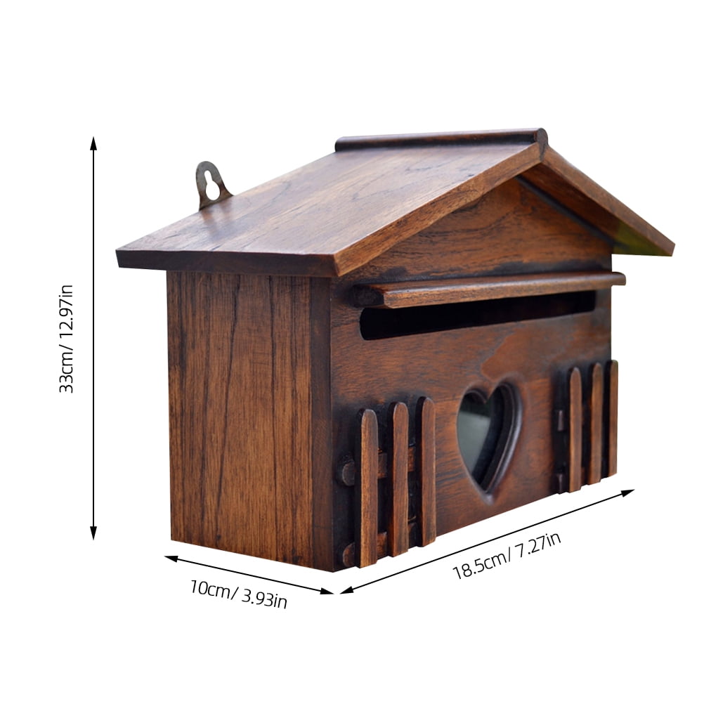 CRILSTYLEO 1-Pack Dark Brown Rustic Wooden Mailbox, Outdoor Post Box for Home, Office, and Company Use