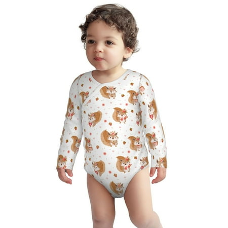 

Fotbe Squirrel Giving A Gift Pattern Unisex-baby Long-sleeve Bodysuit Long Sleeve Bodysuits One-piece 100% Organic Cotton for Infant Baby Boys Unisex-6 Months