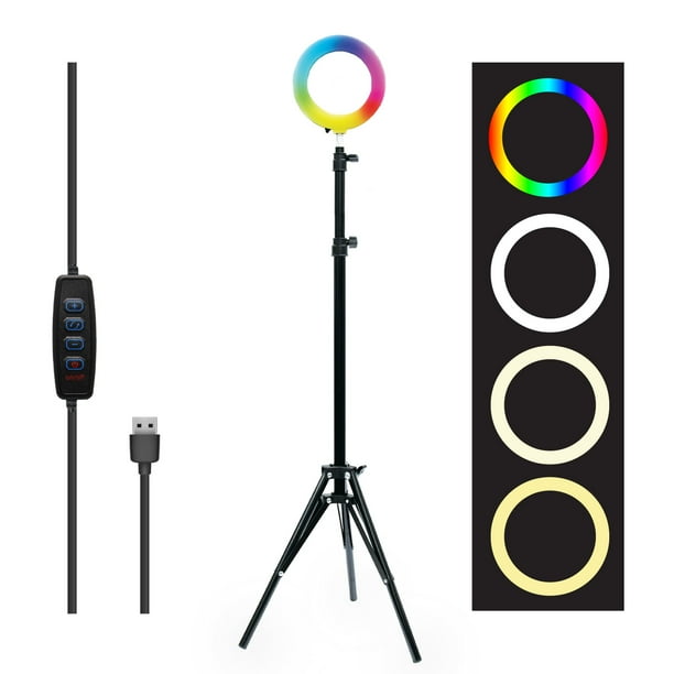 CoreAudio 6" RGB Ring Light with Adjustable 5' Tripod Stand; Color and