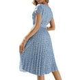 thumbnail image 3 of DYMADE Women Boho Floral Pleated Midi Short Sleeve Dress, 3 of 4