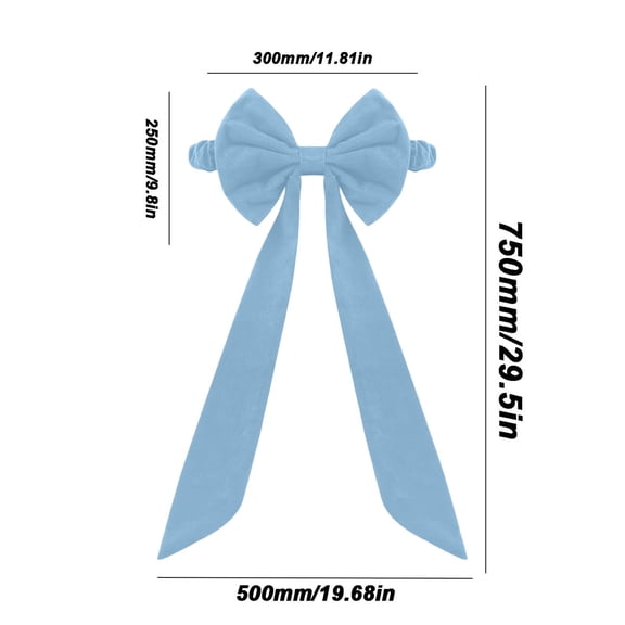 Beautynvta 2 Pcs Christmas Velvet Chair Sashes, Blue Velvet Bows Chair Covers Backrest Straps for Xmas Wedding Event Holiday Banquet Party, 11.8x29.5 Inch