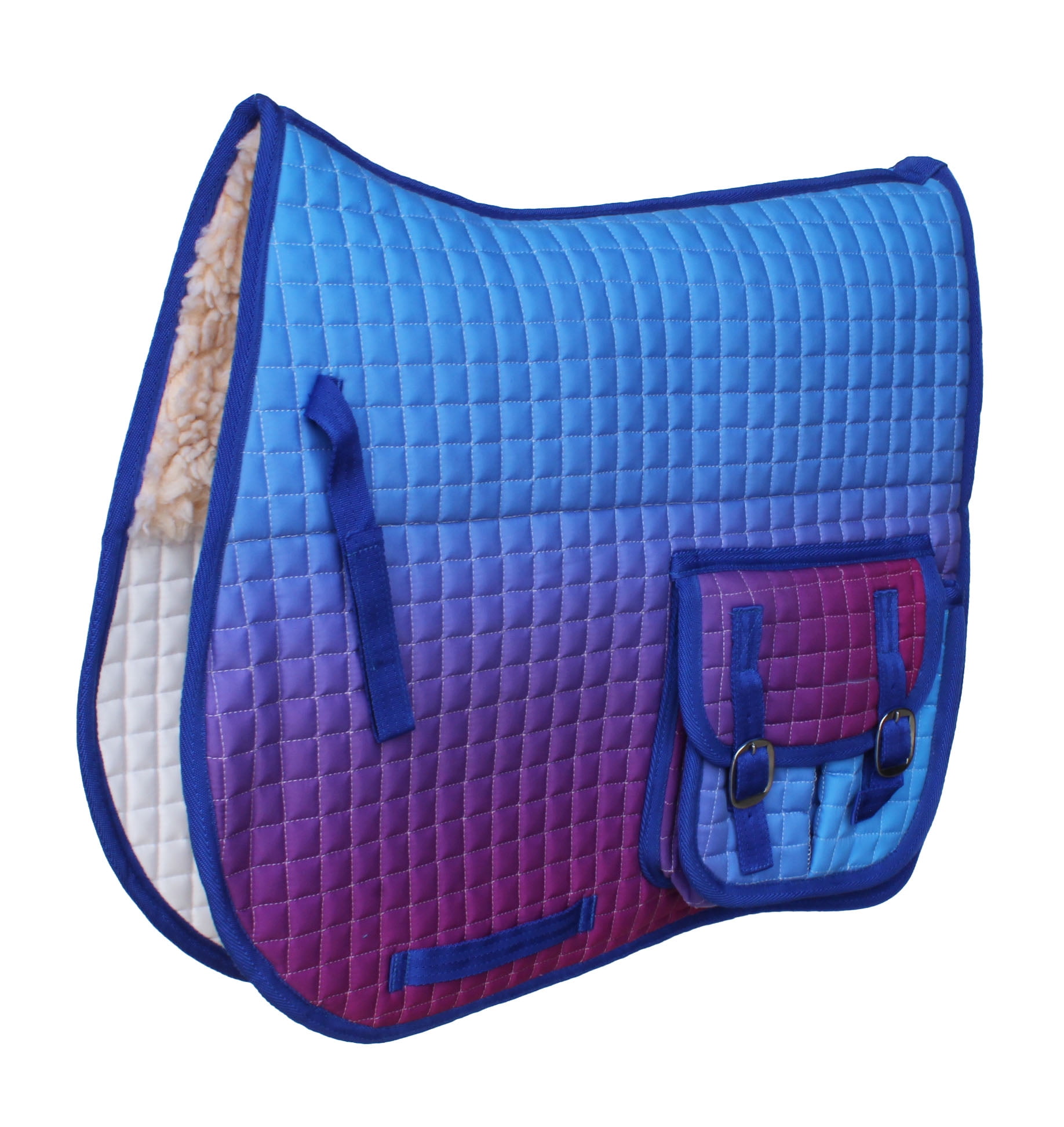 Horse English Quilted Fur Padded AllPurpose Saddle Pad Ombre w