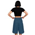 thumbnail image 4 of Women's Elastic Waist Jean Shorts 5" Pleated Button Loose Denim Shorts with Pockets Summer Casual Shorts,Blue,3XL, 4 of 9