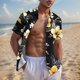 thumbnail image 2 of Mens Casual de Manga Corta Botón Abajo Camisas de Impresión Turndown Cuello Botón Camisa Poliéster, Moda de Verano Superior para Hombres Al Aire Libre, 2 of 6