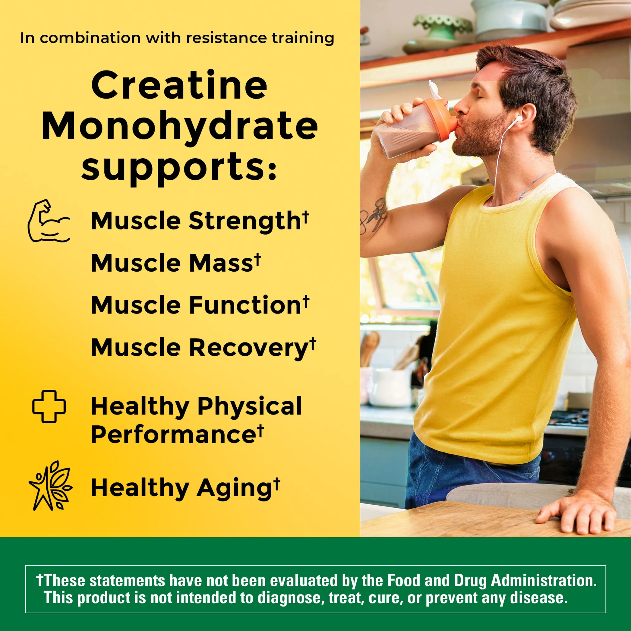 Nature Made Micronized Creatine Monohydrate Drink Mix Powder 5 g Per Serving for Muscle Support 450 g