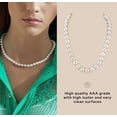 thumbnail image 3 of The Pearl Source Round White Freshwater Cultured Pearl | Necklace for Women in 20" Matinee Length | AAA Quality | 9-10mm, 3 of 8