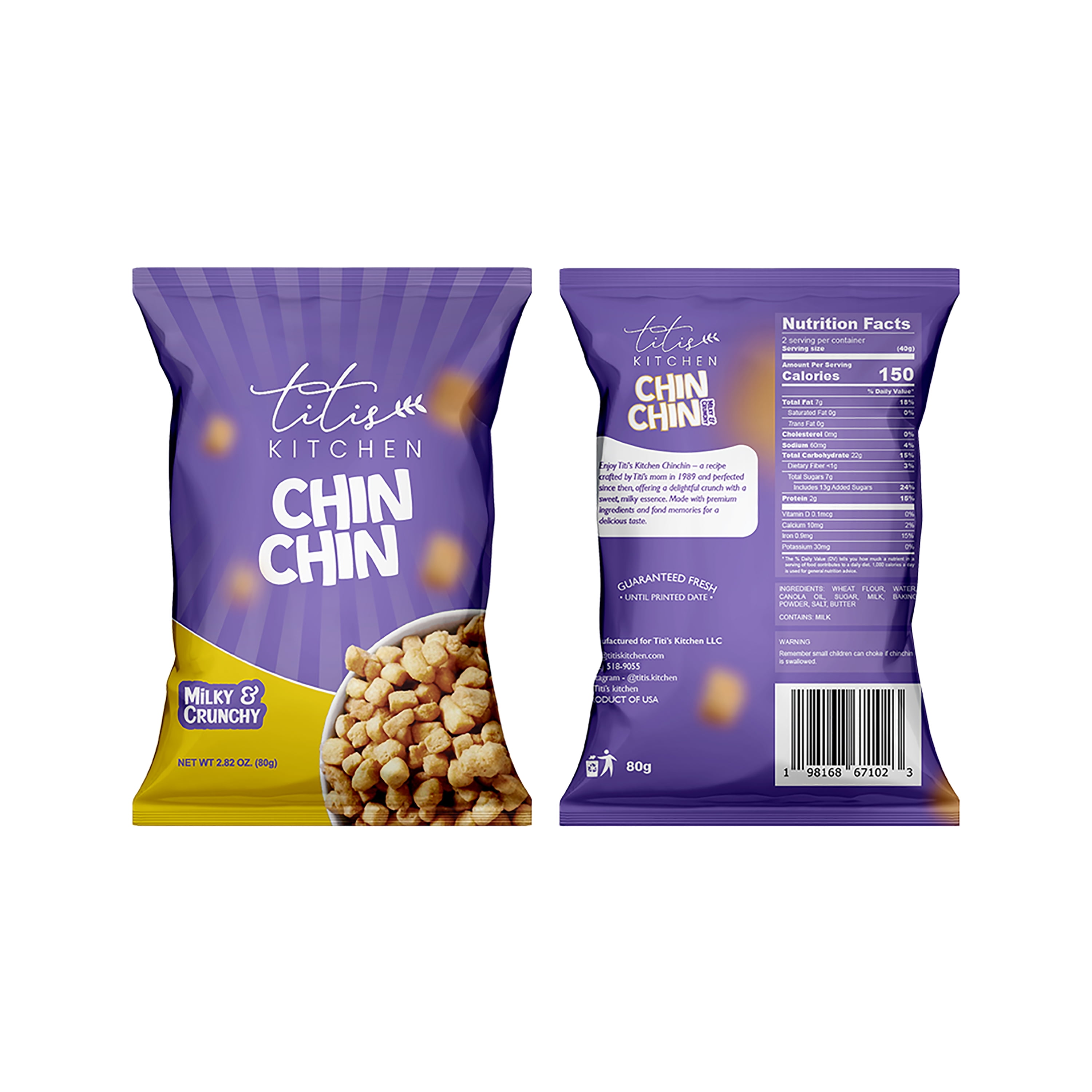 Titis kitchen Crunchy ChinChin Snacks Sweet Taste Fried Cookie, Healthy Snack Box For Adults And Kids (80G, Pack of 50)