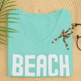 thumbnail image 6 of Sewkxo Women's Beach Cover Ups Letter Long Sleeve V Neck Beach Sweater Split Hem Knit Crochet Tops Pullovers Jumper Top,Cyan S, 6 of 6