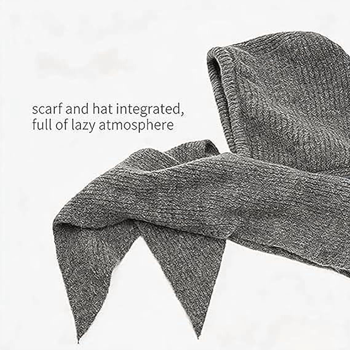 Embellished Knit Bonnet, 2-in-1 Women Winter Knitted Hooded Hat Scarf, Winter Knitted Hooded Hat Scarf for Women, Versatile Balaclava Pullover Long Shawl Wrap