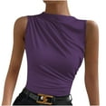 thumbnail image 1 of Plebaso Women's Tank Tops High Neck Ruched Sleeveless Shirts Slim Casual Basic Tees Tops for Going Out, 1 of 5