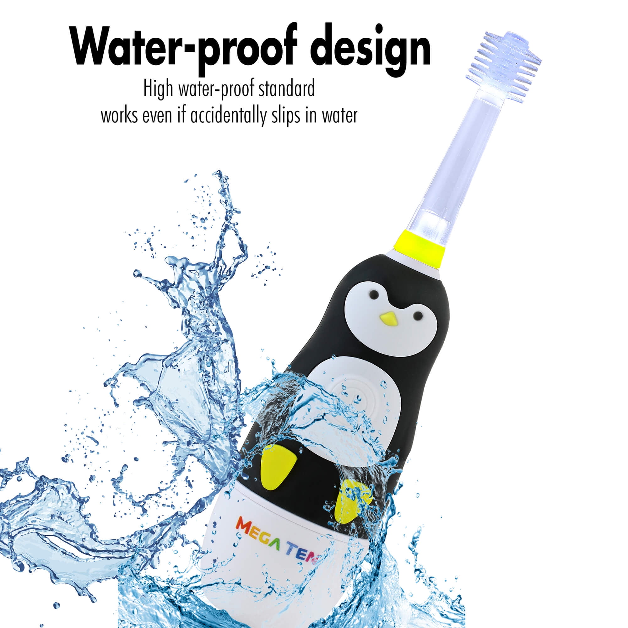 Brilliant Kids Electric Battery Round Toothbrush with Sonic Technology, Penguin