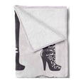 thumbnail image 2 of High Heels Soft Flannel Fleece Throw Blanket, High Heel Boot Silhouettes Woman Retro Style Illustration, Cozy Plush for Indoor and Outdoor Use, 50" x 70", Pale Mauve Charcoal Grey, by Ambesonne, 2 of 5