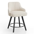 thumbnail image 6 of Ktaxon Modern 24in Bar Stools Set of 2, Swivel Barstool with Thick Padded Backrest and Wood Legs, Bar Height Bar Chairs 2 PCS for Kitchen Island, Home Bar, Breakfast Counter, Beige, 6 of 6