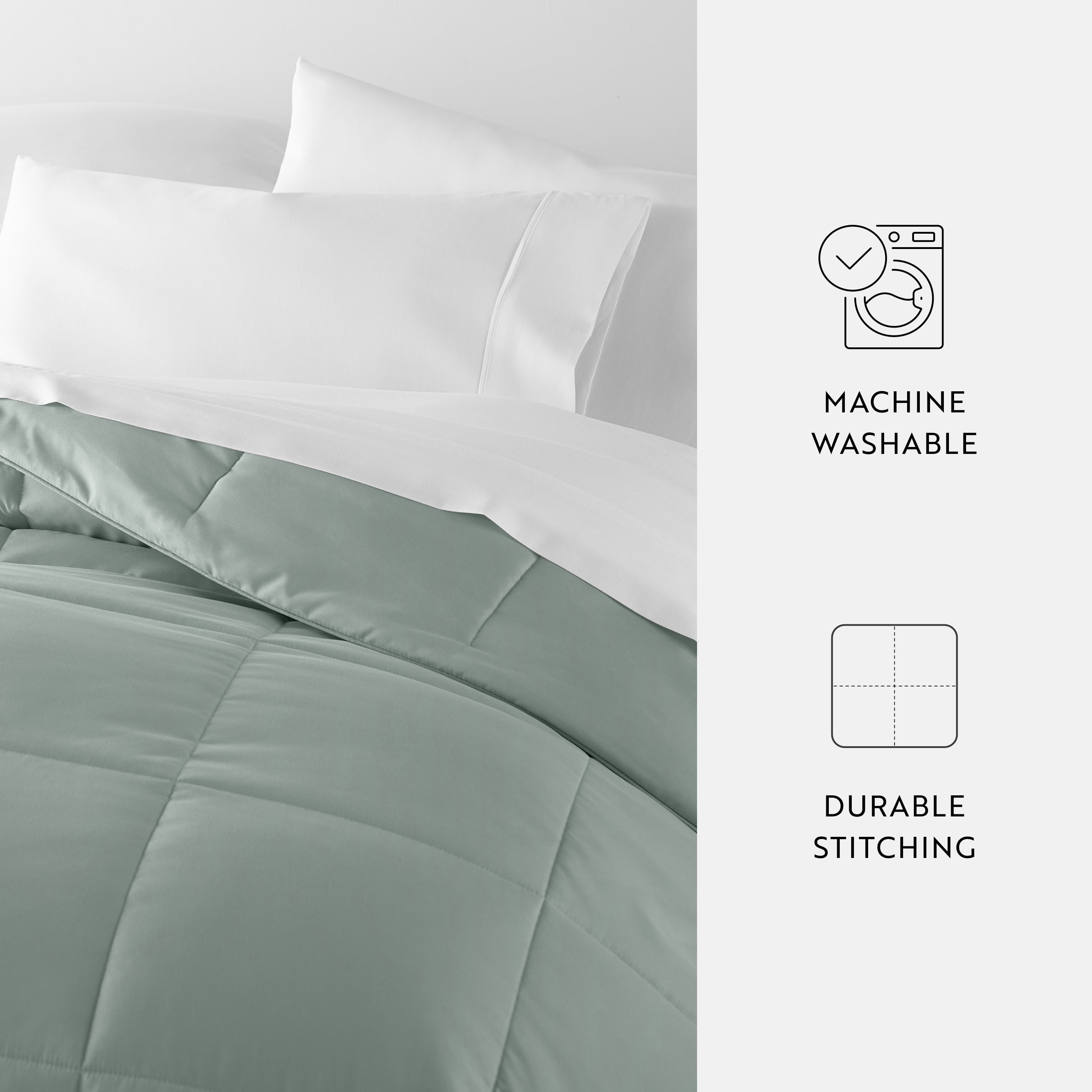Noble Linens Eucalyptus All Season Lightweight Down-Alternative Solid Comforter, Full/Queen