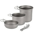 thumbnail image 4 of Cookware Camping Titanium Cookware Set 1000ml 750ml Pot Pan Spoon Set for Outdoor Camping Hiking Backpacking Picnic Cooking Equipment, 4 of 7