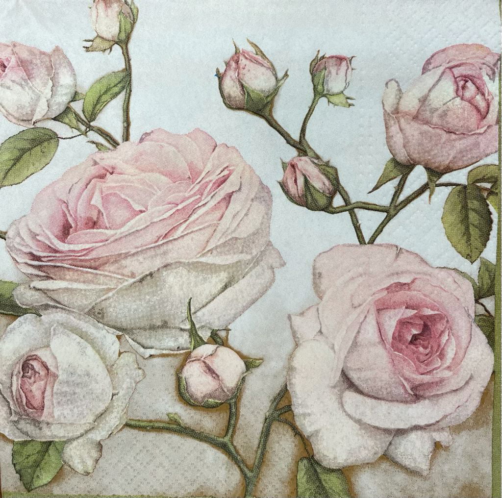 Beautiful vintage roses 776 rose design 4 single paper decoupage napkins 