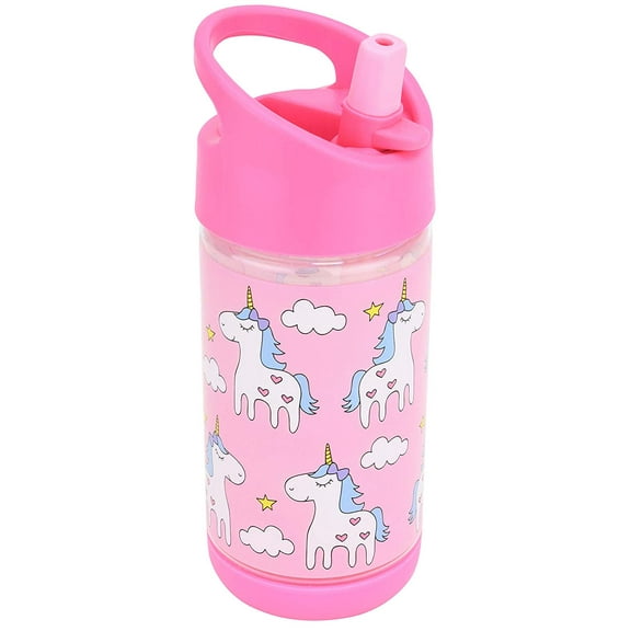 Kids Water Bottle with Straw, Spill Proof, Eco-Friendly BPA Free Non Toxic Plastic Bottles (Unicorn Water bottle)