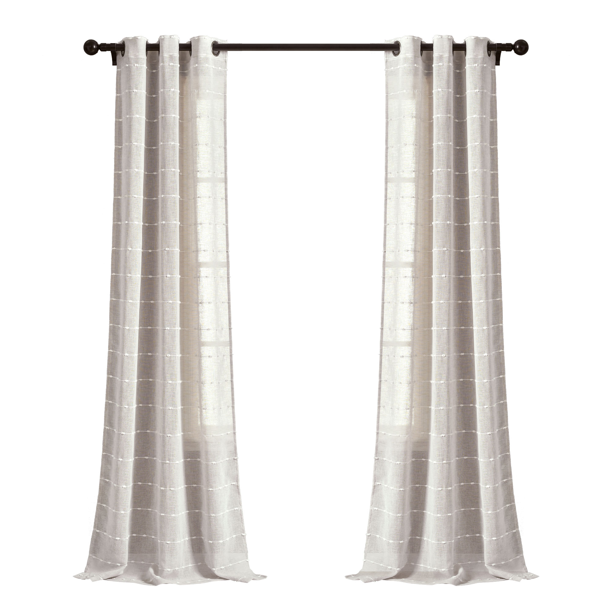 Tende In Cotone Riciclato Con Nappe | Lush Decor | Stile Fattoria E Boho Per Soggiorno E Camera Da Letto | 241x106 Cm | Avorio E Nero