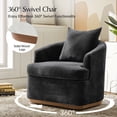 thumbnail image 2 of Tina's Home Modern Minimalist Chenille Fabric Swivel Accent Chair Set of 2 with Curved Backrest Black, 2 of 6