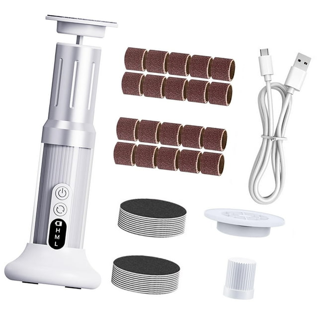 Herramientas eléctricas para eliminar callosidades y pedicura. Fáciles de usar. Limado de uñas profesional. Blanco