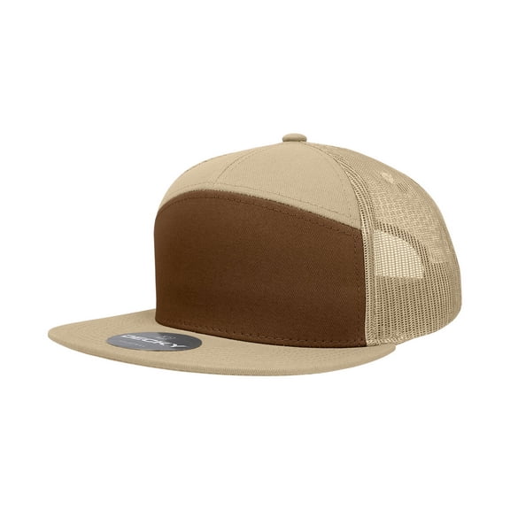 Decky 1133 7 Panel High Profile Structured Cotton Blend Trucker-Brown/Khaki/Khaki