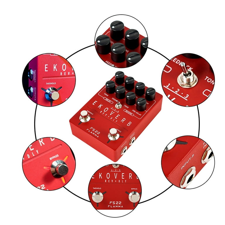 FLAMMA FS22 Stereo Delay, Reverb Pedal with Reverse Delay