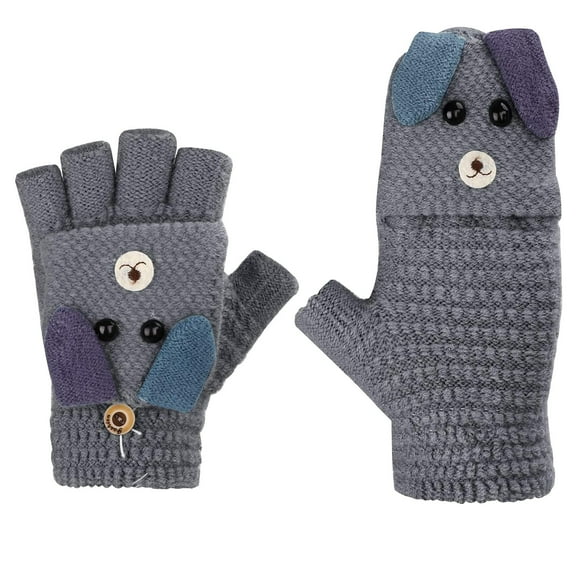 2024 breaise Children's Cute Five-Fingered Velvet Warm Knitted Gloves Fashion Gloves