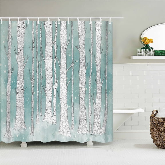 Waterproof Fabric Shower Curtains Tree leaves White Birch Bathroom Large 240X180 3D Print Decoration Shower Curtain Bath Screen