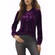 thumbnail image 1 of Camisa de terciopelo de manga larga con botones y bolsillo frontal para oficina de INSPIRE CHIC para mujer XL púrpura oscuro, 1 of 1