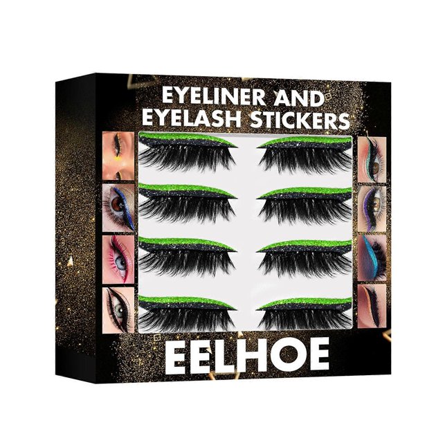 Eelhoe - Pasta para pestañas y sombras de ojos autoadhesivas, 7 colores, delineador con purpurina, sin pegamento, autoadhesiva, para maquillaje de ojos, color verde
