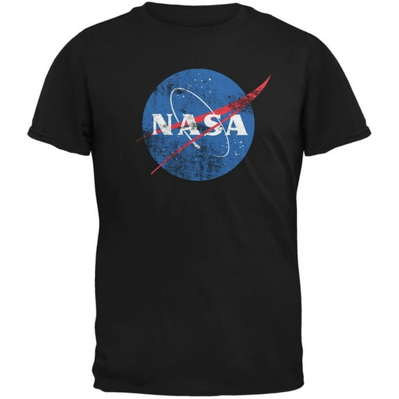 NASA Distressed Logo Black Adult T-Shirt - Large