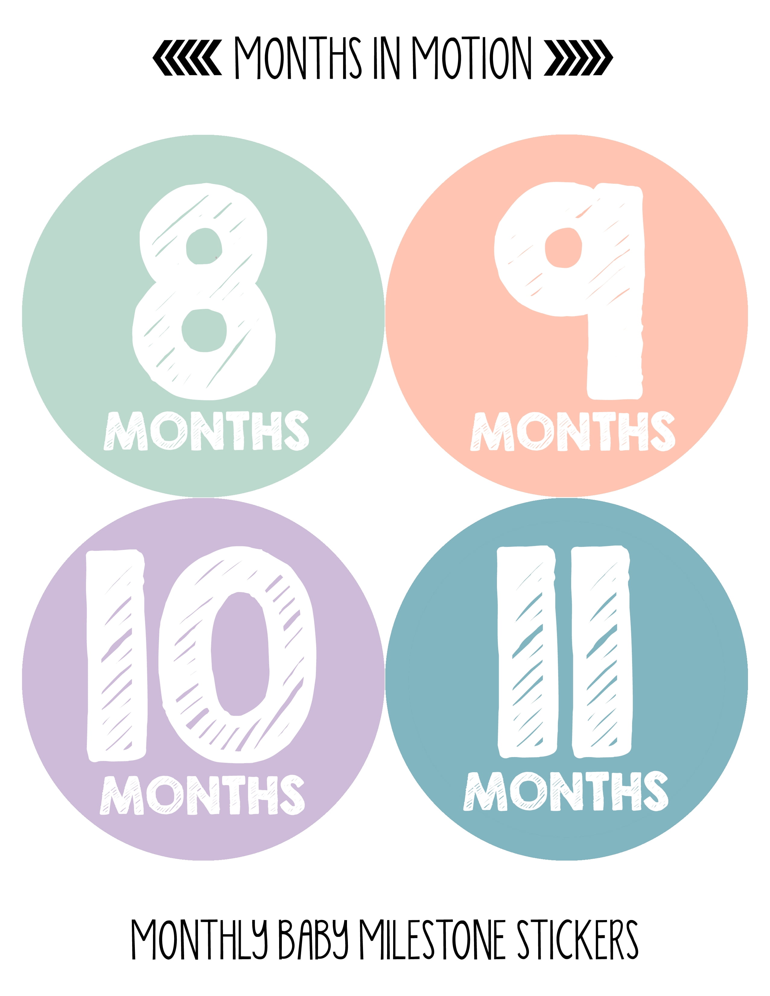 Baby Monthly Milestone Stickers - First Year Set of Baby Girl Month