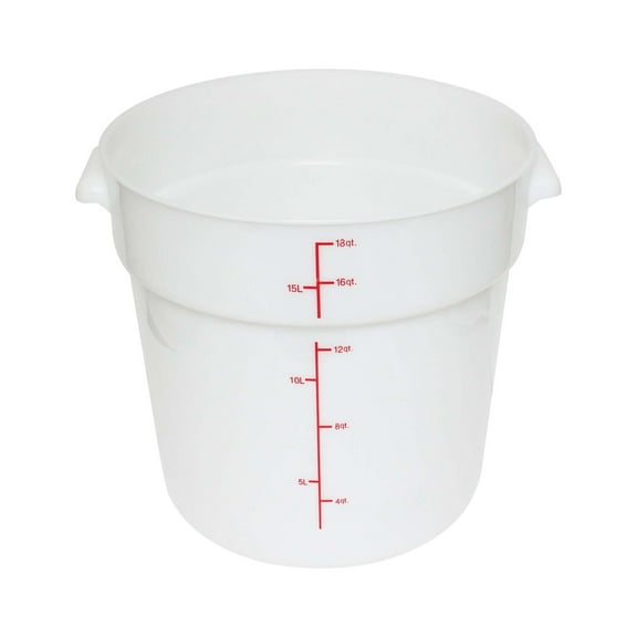 Excellante 18 quart round food storage container, pp, white, NSF certified, comes in each
