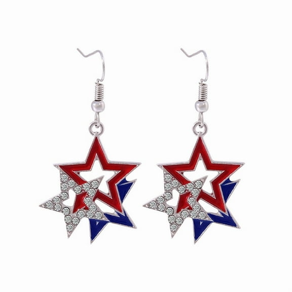 Fatay-T USA Patriotic Dangle Earrings for Women,Red White Blue Stripe American Flag Earrings,Acrylic Star Heart USA Drop Earrings,4th of July Ndependence Day Patriotic Earrings